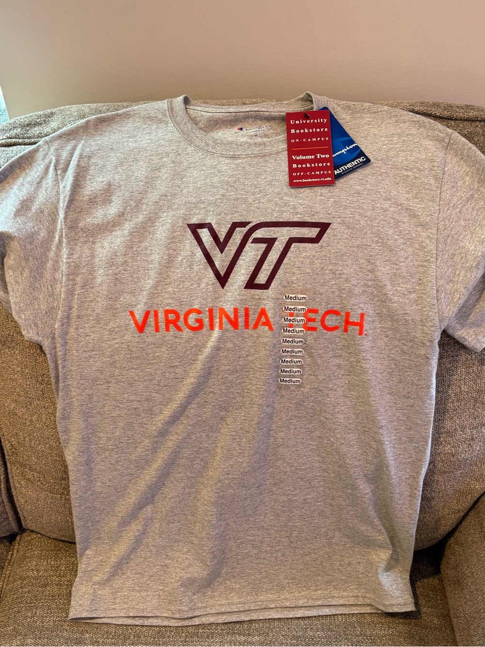 NWT Champion Virginia Tech Gray Tee
